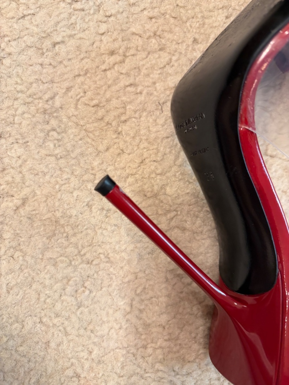 $1,095 SAINT LAURENT Frida Leather And Pvc Slingback Pumps In Cherry - Picture 7 of 13